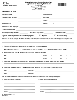 Florida Disability Retirement Application