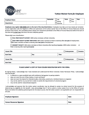Tuition Waiver Form for Employee