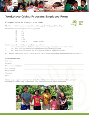 Workplace Giving Program Employee Form