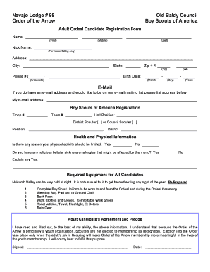 Adult Ordeal Candidate Registration Form