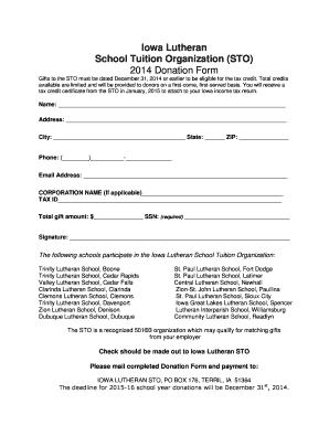 Donation Form - Iowa Lutheran School Tuition Organization