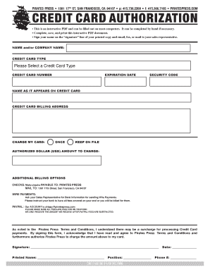 Credit Card Authorization Form