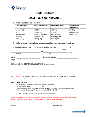 Move Out Confirmation Form