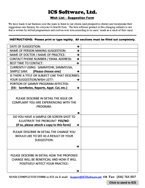 ICS Software Suggestion Form