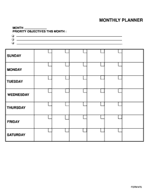 Monthly Planner Form