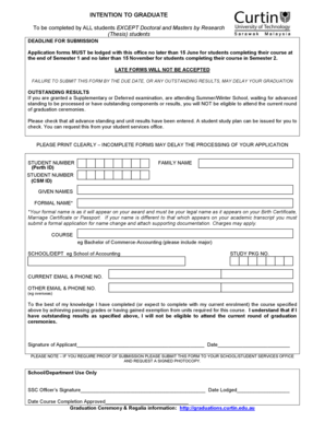 Intention to Graduate Form