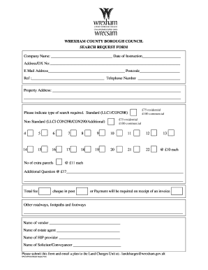 Wrexham County Borough Council Search Request Form