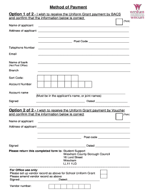 Uniform Grant Payment Form