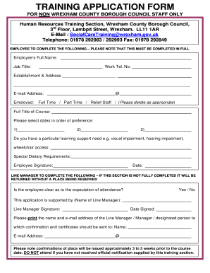 Wrexham County Borough Council Training Application Form