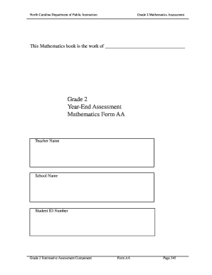 Grade 2 Mathematics Assessment Form