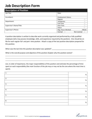 Job Description Form