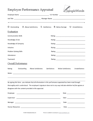 Employee Performance Appraisal Form
