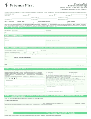 Employer Arrangement Form for PRSA