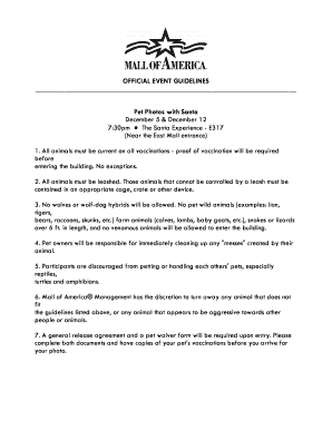 Pet Photos with Santa Waiver