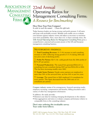 22nd Annual Operating Ratios for Management Consulting Firms