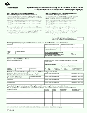 Norwegian Tax Return for Advance Assessment of Foreign Employees