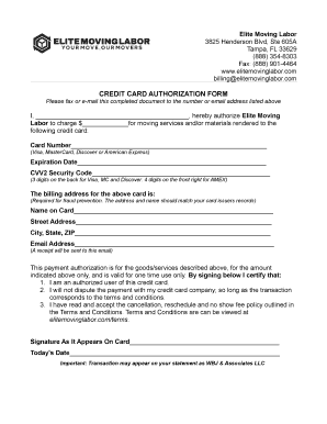 Credit Card Authorization Form