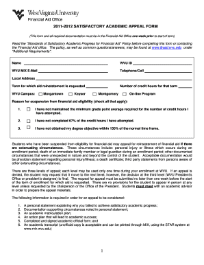 Satisfactory Academic Progress Appeal Form