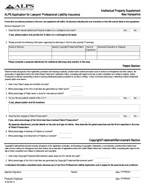 Intellectual Property Supplement for Lawyers' Professional Liability Insurance