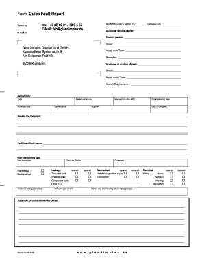Quick Fault Report Form