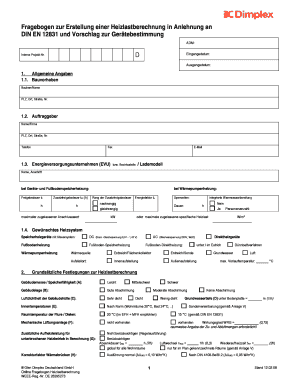 Fragebogen zur Erstellung einer Heizlastberechnung