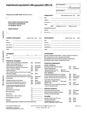Inbetriebnahmeprotokoll Lüftungssystem