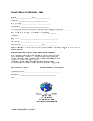 Credit Card Authorization Form