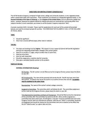 Student Congress Bill Template