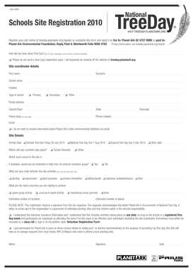 Schools Tree Day Registration Form