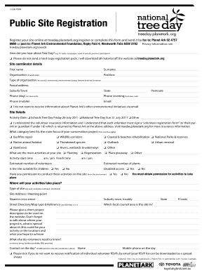 Tree Day Site Registration Form