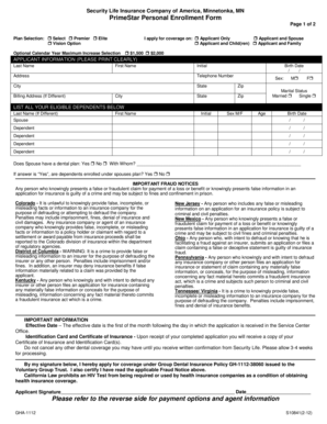 PrimeStar Personal Dental Plan Enrollment Form