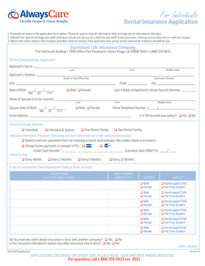 Dental Insurance Application
