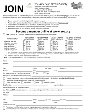 American Orchid Society Membership Application