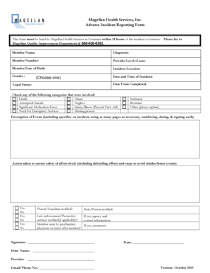Magellan Health Adverse Incident Reporting Form