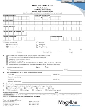 Magellan Complete Care Prior Authorization Form for VFEND