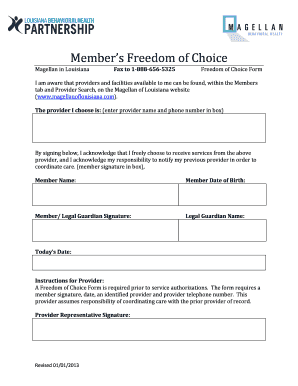 Louisiana Freedom of Choice Form