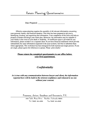 Estate Planning Questionnaire