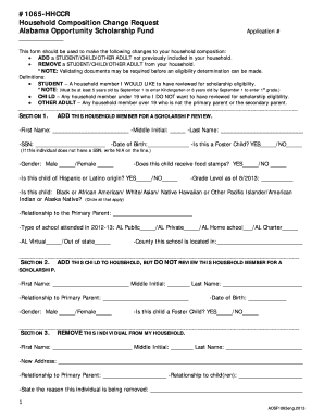 Household Composition Change Request Form #1065 - Alabama ... - alabamascholarshipfund