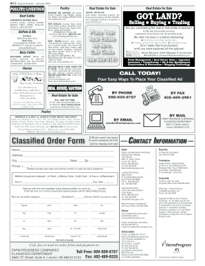 Kansas Farmer Classified Ad Form