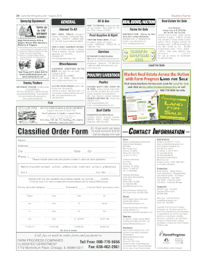 Farm Progress Classified Advertising Order Form