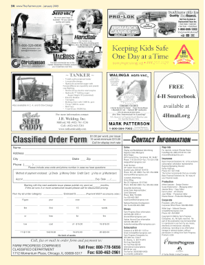 The Farmer Classified Ad Order Form