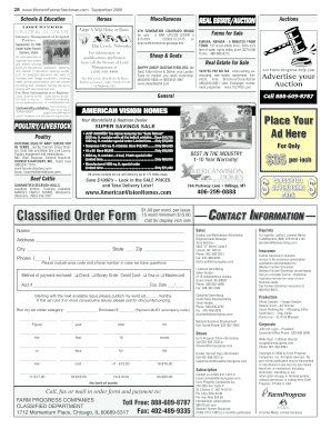 Western Farmer-Stockman Classified Ad Form