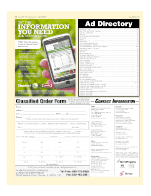 Farm Progress Classified Ad Order Form