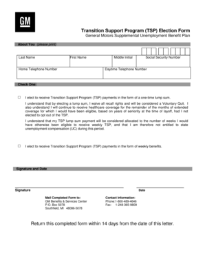 General Motors TSP Election Form