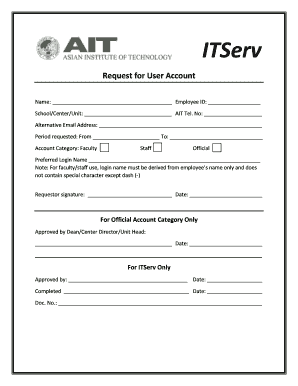 ITServ User Account Request Form