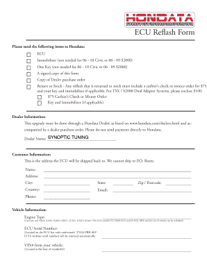 ECU Reflash Form