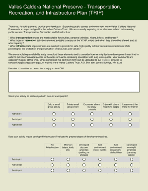 Valles Caldera National Preserve TRIP Feedback Form