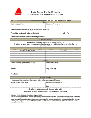 Student Medication Permission Form