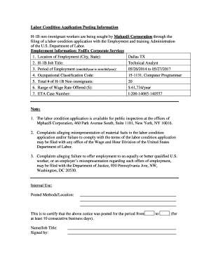 Labor Condition Application Posting Notice