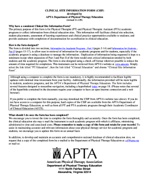 Clinical Site Information Form